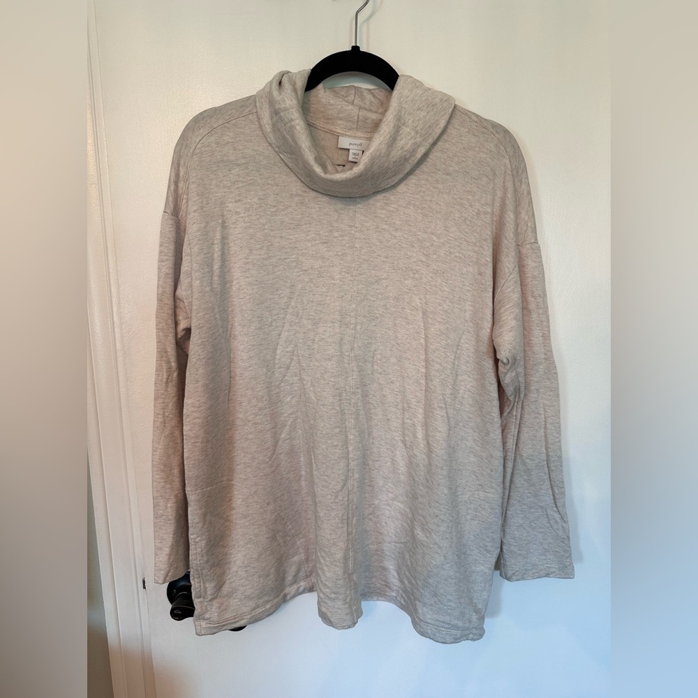 J Jill Pure Jill Gray Cowl Neck Top Womens Size L 100% Cotton